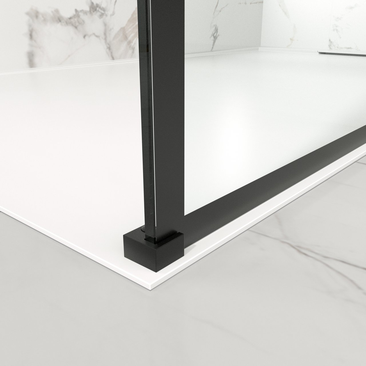 Balmani Modular inloopdouche 120 x 200 cm lined glas mat zwart profiel