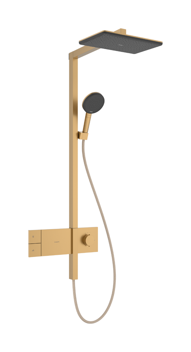 Hansgrohe Raindance Alive Q Showerpipe Duschsystem 210/340 1jet mit Ecosmart Showerselect Comfort, Brushed Bronze