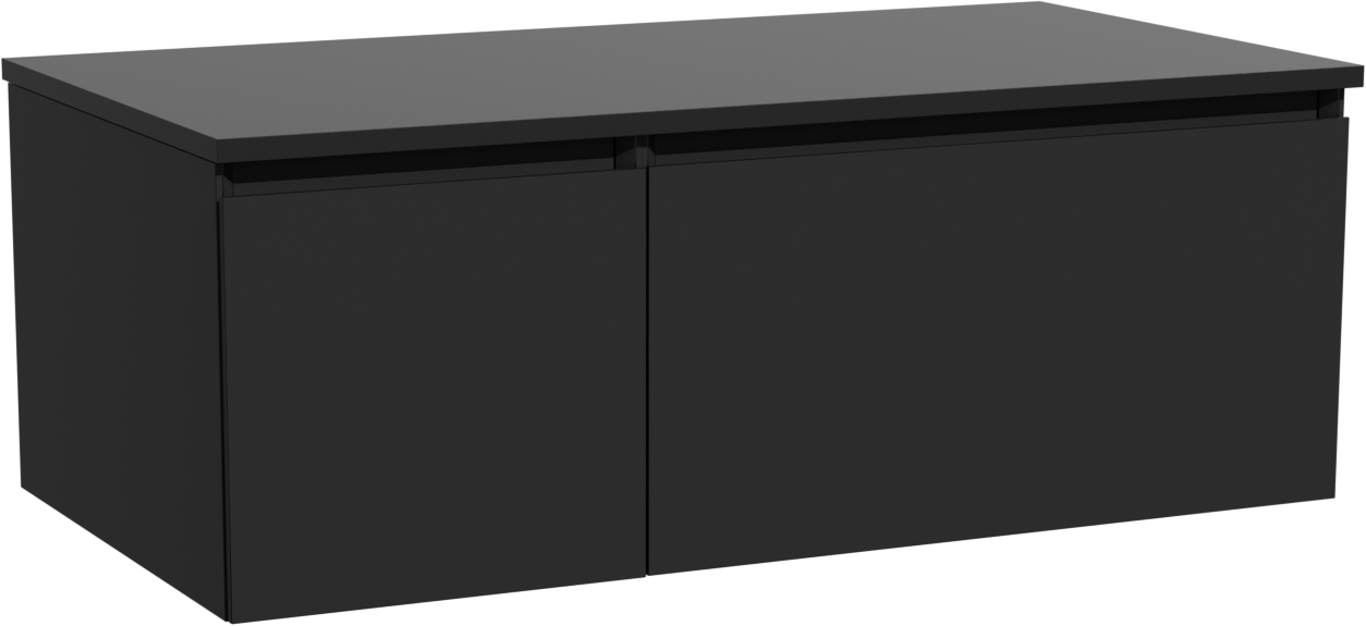 Storke Edge zwevend badmeubel 100 x 52 cm mat zwart met Panton enkel wastafelblad in gepoedercoate mdf mat zwart