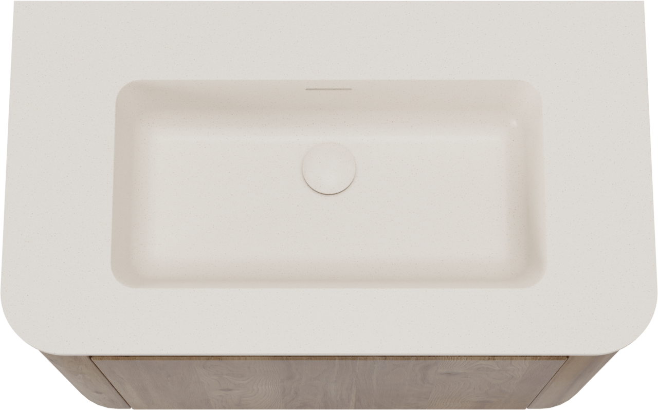 Storke Soft meuble salle de bains suspendu 80 x 46 cm chêne brut avec Mata Soft plan simple en Solid Surface beige granite