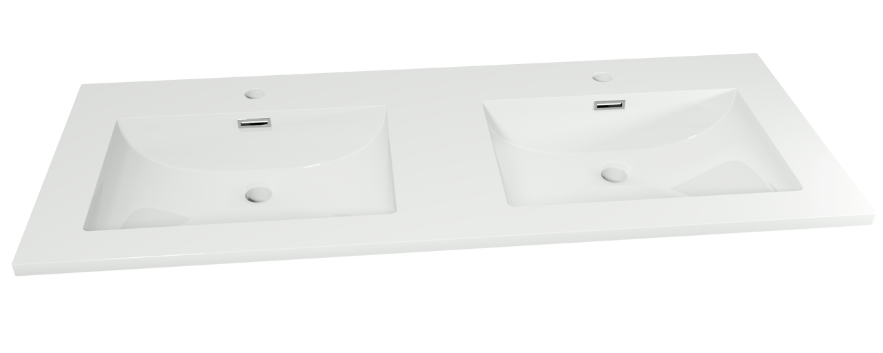 Storke Omega double vasque marbre composite brillant 120 x 48 cm