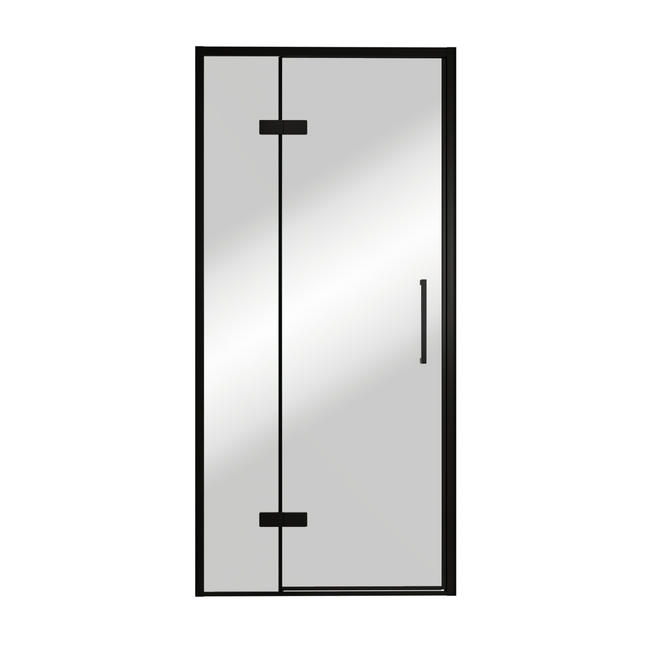 Balmani Senses Design porte pivotante à gauche 100 cm x 210 cm verre Miroir Reflex, Profil noir, coating inclus