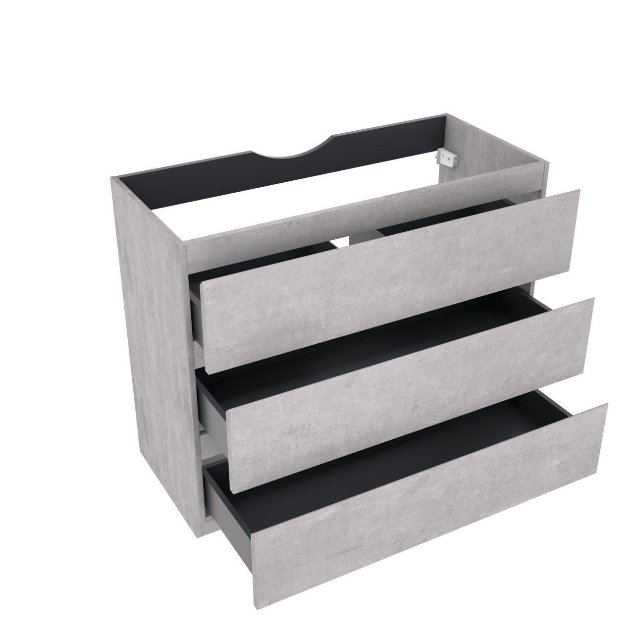 Linie Lado staande wastafelonderkast 100 x 46 cm beton donkergrijs 3 lades