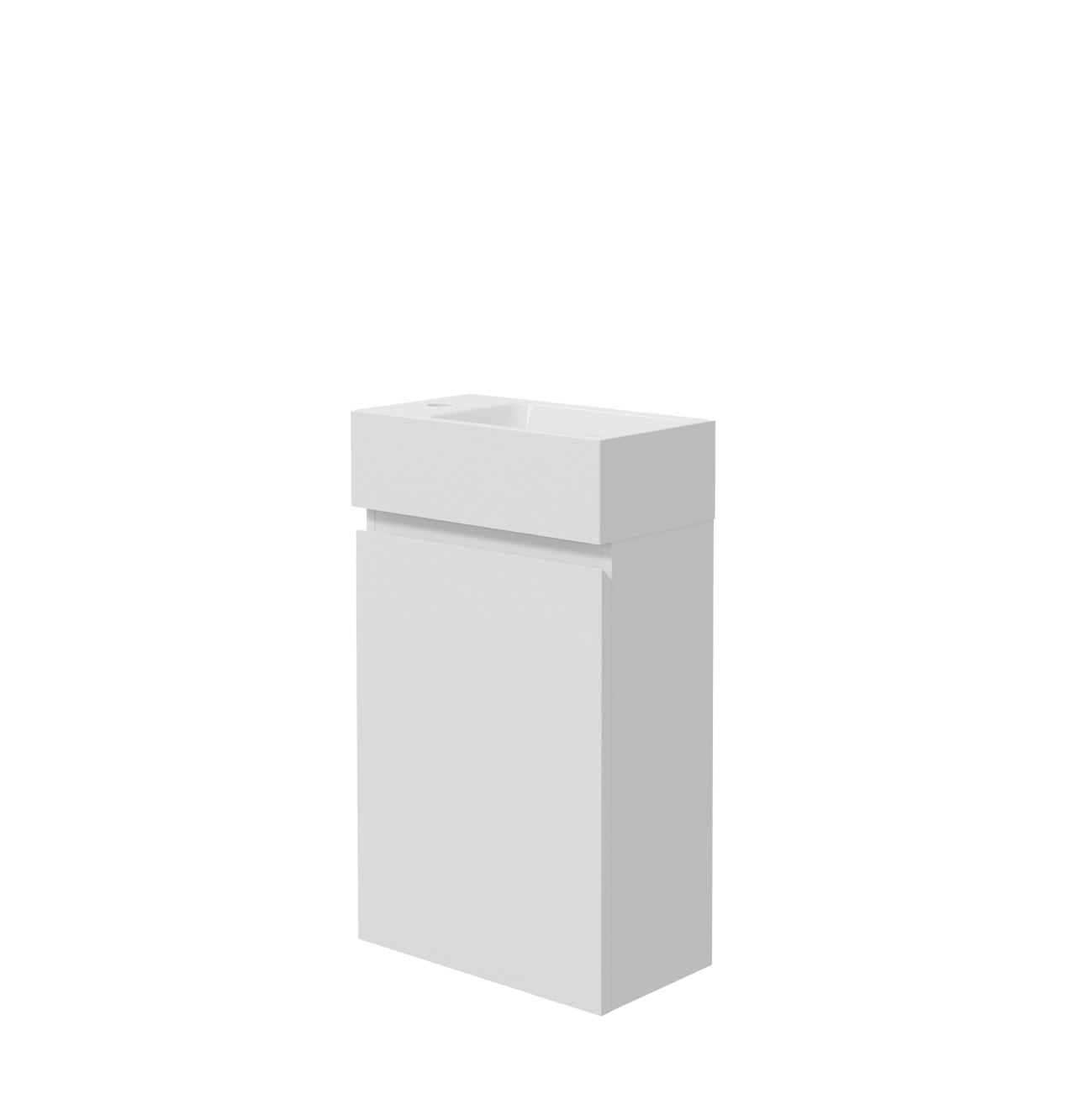 Linie Lado meuble wc suspendu 40 x 22 cm blanc mat avec Vano lavabo en marbre composite brillant