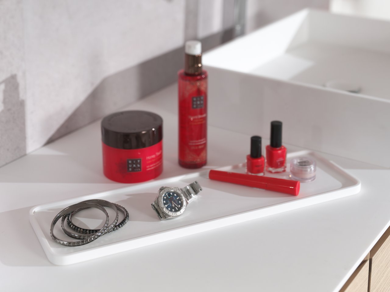 Balmani Testa cosmetica schaal wit Solid Surface 45x14cm