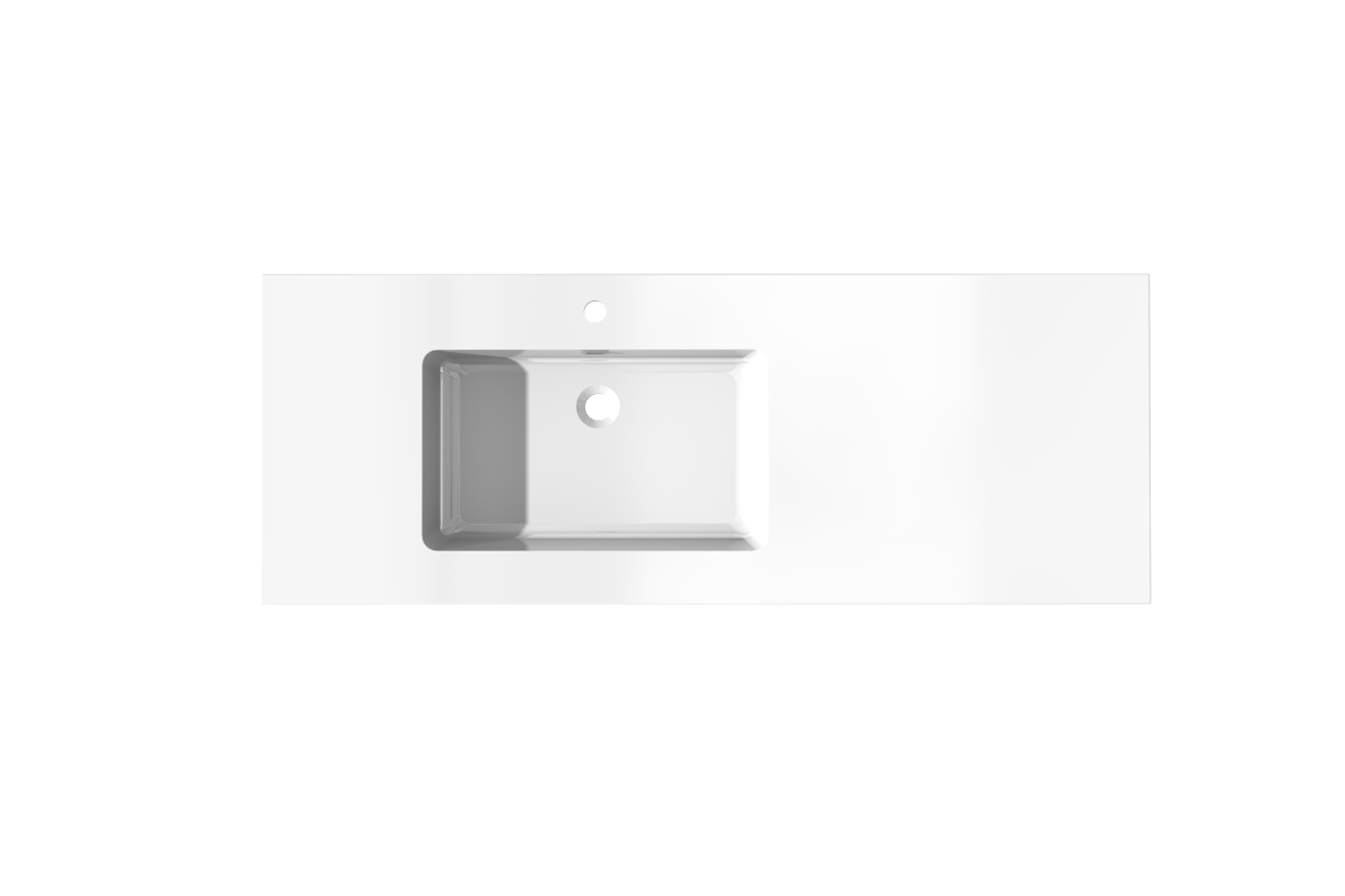 Storke Diva asymmetrisch linkse wastafel glanzend composiet marmer 140 x 52 cm combinatie kast 35 cm