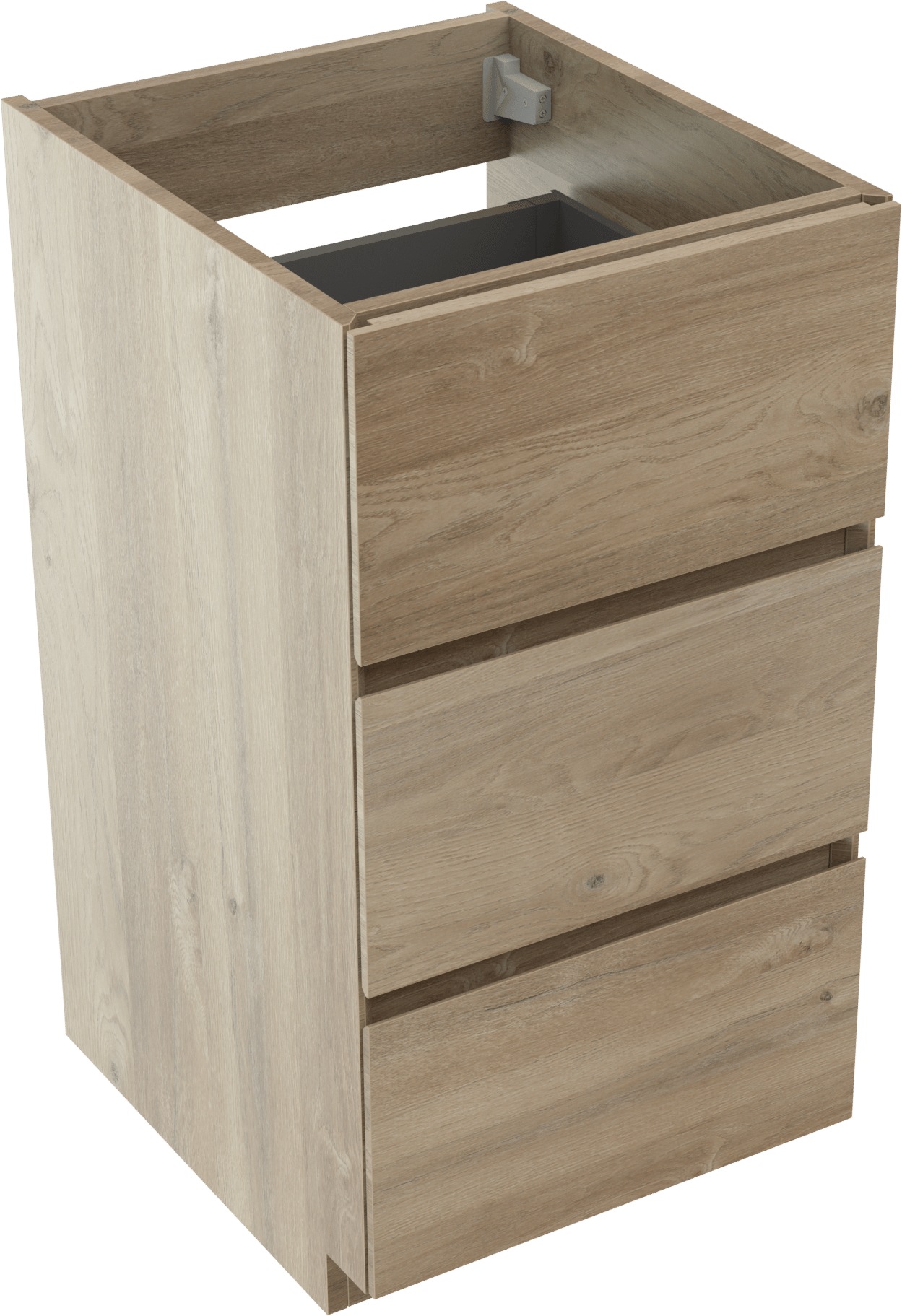 Storke Edge staande wastafelonderkast 45 x 52 cm ruw eiken 3 lades