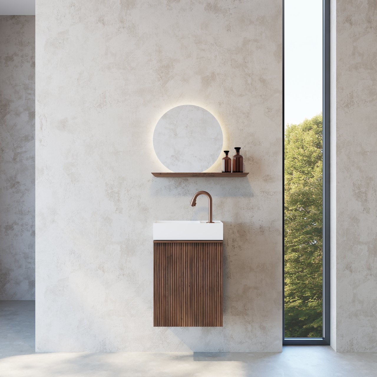 Balmani Forma zwevende toiletmeubelkast 42 x 21 cm Amerikaanse notelaar