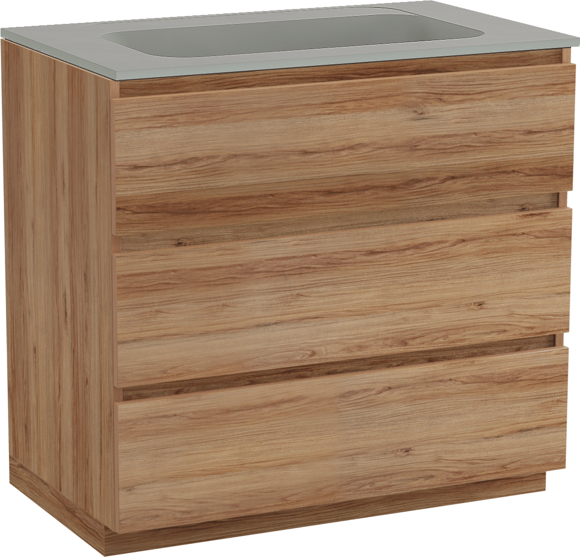 Balmani Lucida freistehendes Möbelstück Set: 90 x 55 cm, Teak, mit Tablo Strada Einzelwaschtisch, Marmorkomposit Seidengrau