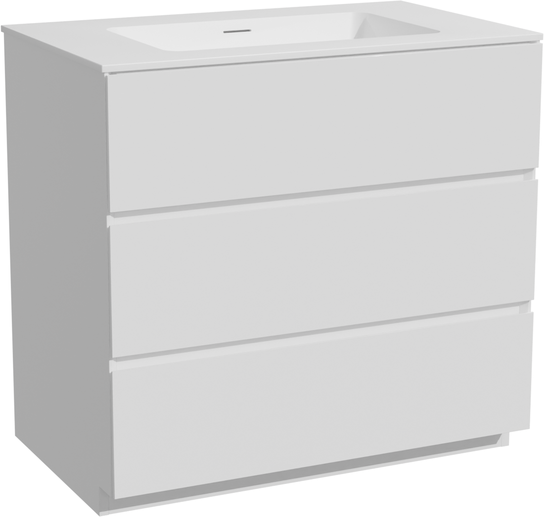 Storke Edge staand badmeubel 85 x 52 cm mat wit met Mata enkele wastafel in solid surface mat wit