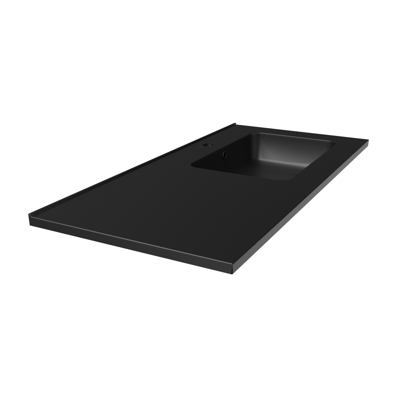 Linie Vano vasque asymétrique droite marbre composite Noir Mat 100 x 46 cm