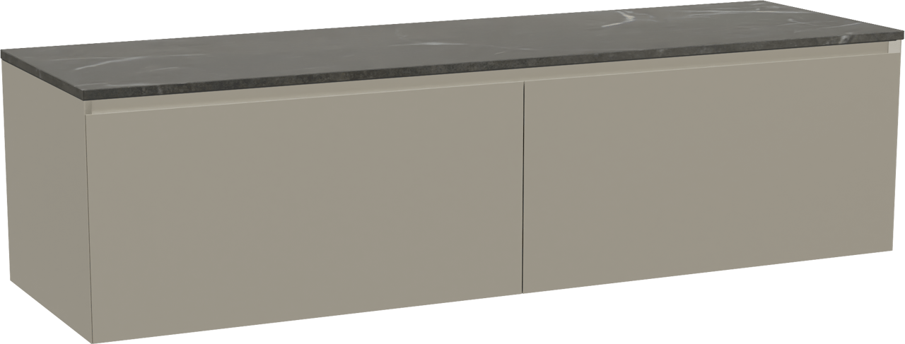 Balmani Idra zwevend badmeubel 180 x 55 cm steengrijs met Stretto enkel of dubbel wastafelblad in marmer pietra grey