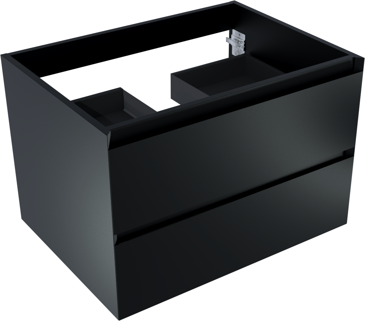 Balmani Mitra hängender Waschbeckenunterschrank: 75 x 55 cm, Schwarz Matt, 2 Schubladen