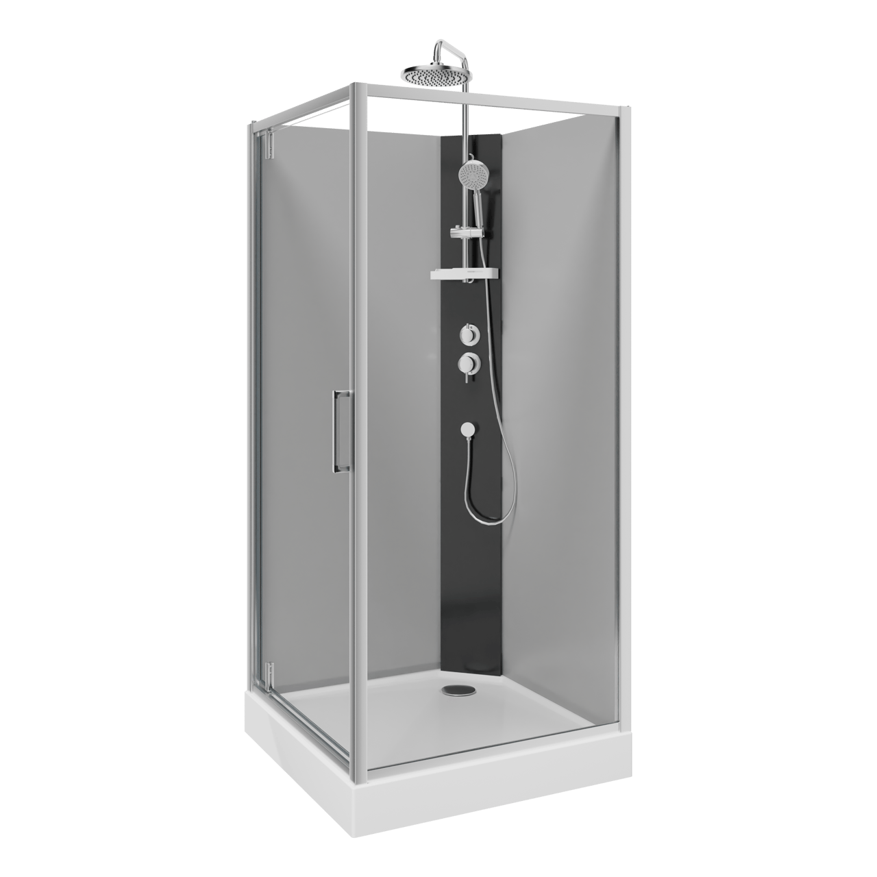 Linie Salta cabine de douche avec portes pivotantes 90 x 90 cm verre transparent profil chrome avec robinet