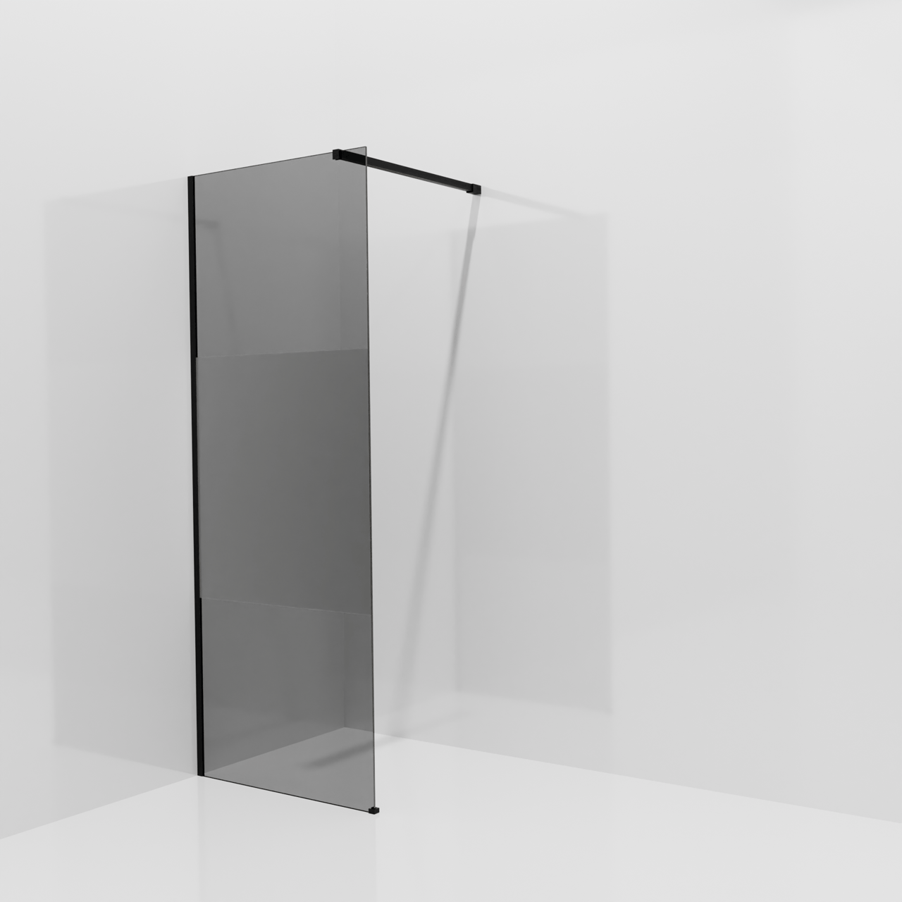 Balmani Modular douche à l'italienne: 80 x 200 cm, Verre fumé avec bande matte, Profil Noir mat