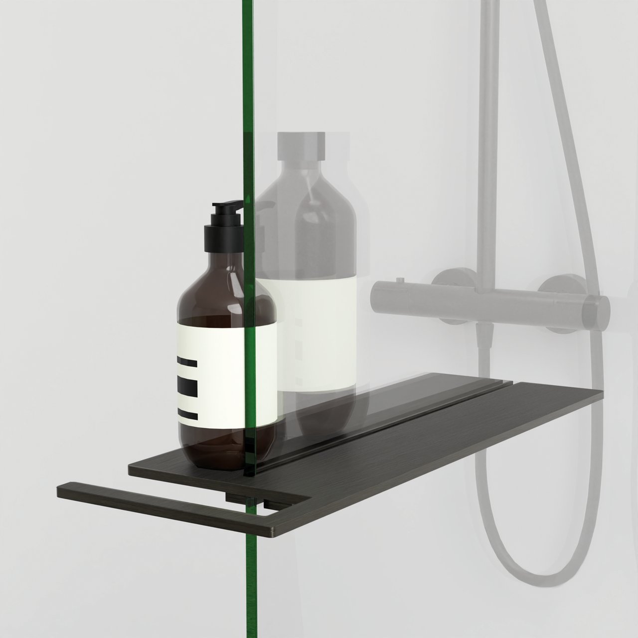 Blaufoss Finn porte-savon en verre pour la douche Brushed GunMetal 44 x 15 cm