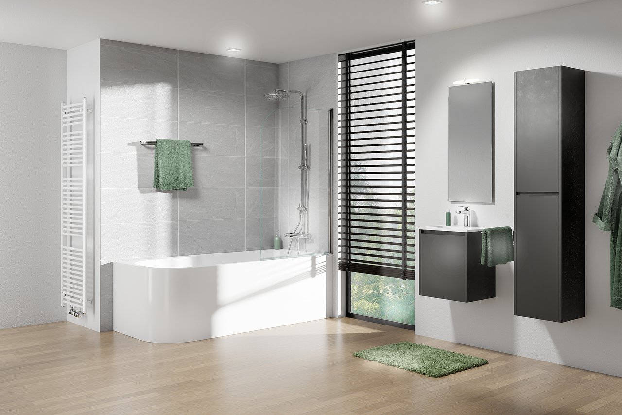 Storke Seda meuble sous-lavabo suspendu 45 x 35 cm Noir Mat porte