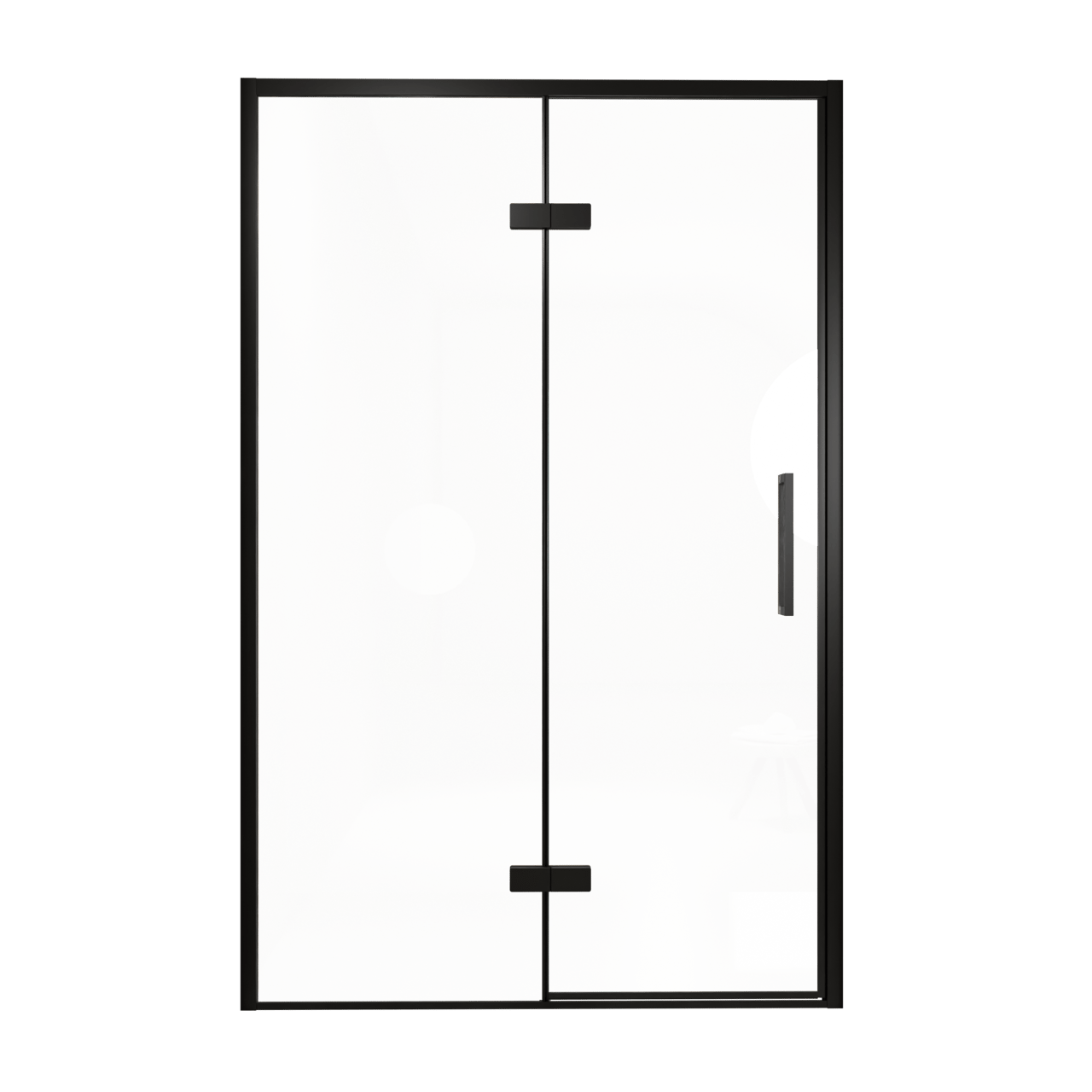 Balmani Senses Design douche draaideur links 140 cm x 210 cm Helder glas, Zwarte profielen