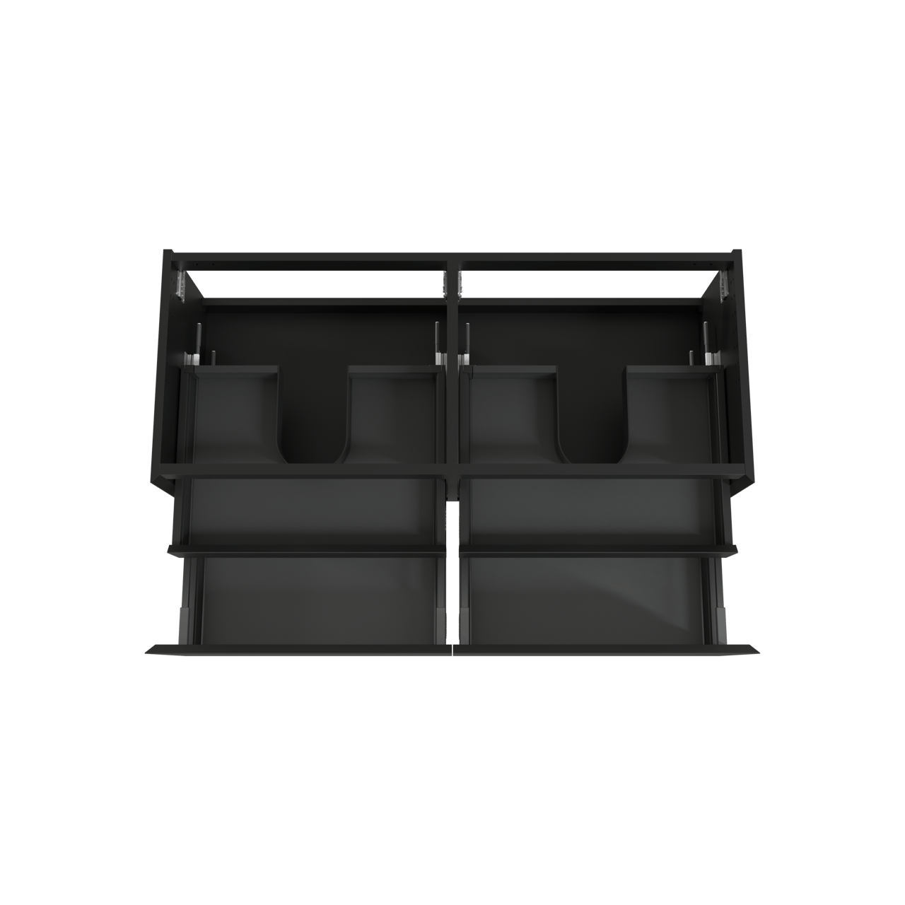 Balmani Idra hängender Waschbeckenunterschrank: 135 x 55 cm, Schwarz matt, 4 Schubladen