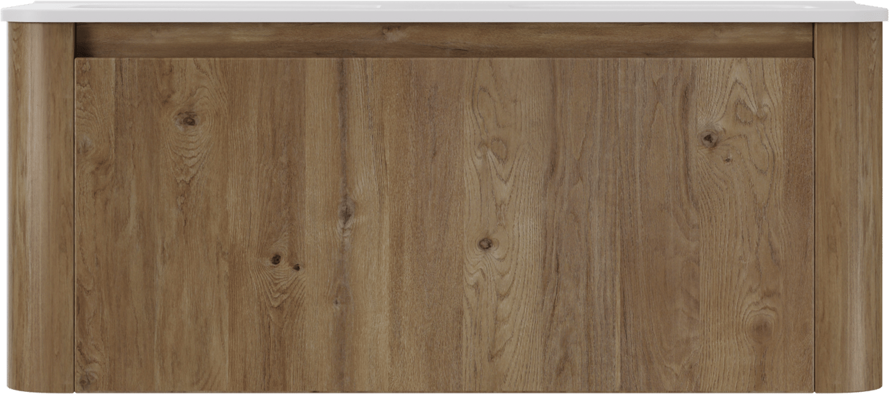 Storke Soft meuble salle de bains suspendu 120 x 46 cm chêne brut avec Kera Soft double vasque en porcelaine blanc mat