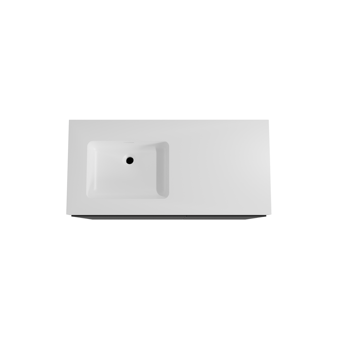 Storke Edge meuble salle de bains à poser 110 x 52 cm noir mat avec Mata High vasque asymétrique gauche en solid surface blanc mat