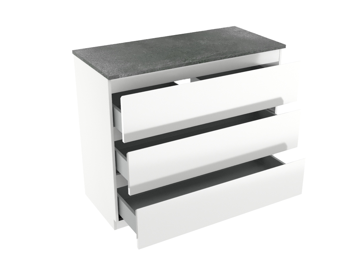 Linie Lado meuble salle de bains à poser 100 x 46 cm blanc brillant avec Lado tablette simple ou double en mélaminé ardoise gris