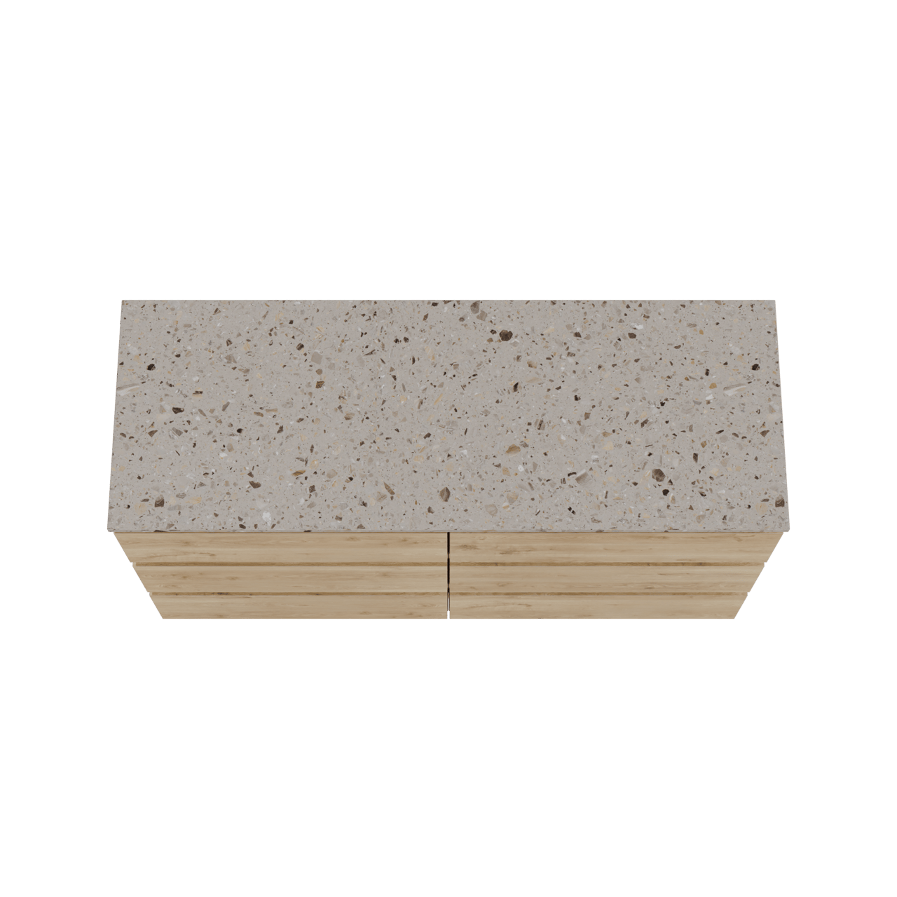 Balmani Lucida meuble salle de bains à poser 150 x 55 cm chêne brut avec Stretto tablette simple ou double en terrazzo greige terrazzo