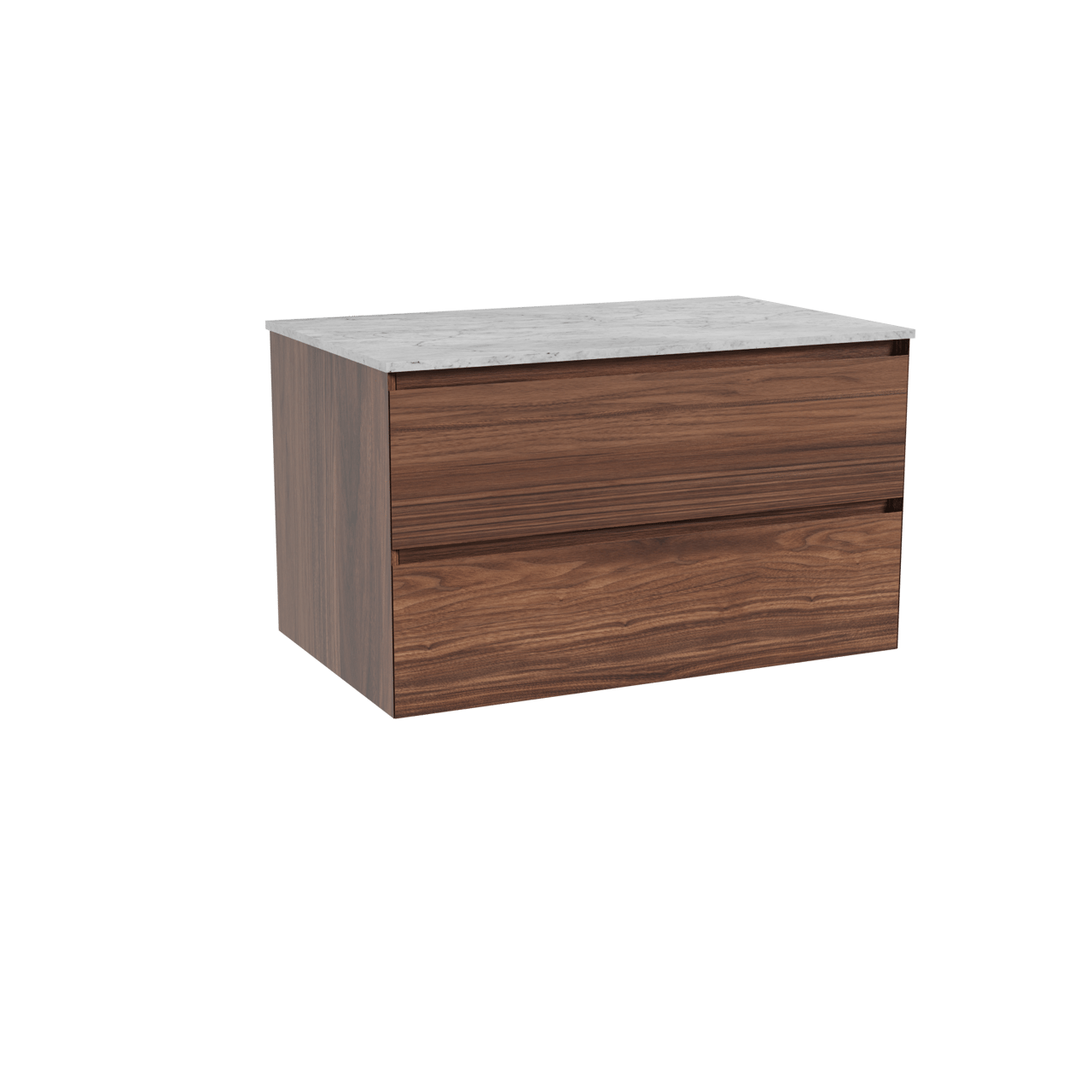 Balmani Mitra zwevend badkamermeubel 90 x 55 cm notelaar met Stretto enkel tablet in marmer carrara