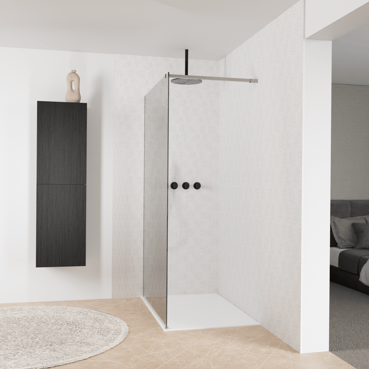 Balmani Modular Walk-In Dusche: 120 x 200 cm, Reflex-Spiegelglas, Profil Brushed Inox