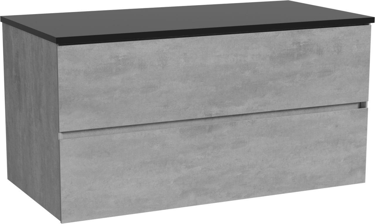 Storke Edge meuble salle de bains suspendu 105 x 52 cm béton gris foncé avec Panton tablette simple en mdf enduit de poudre noir mat