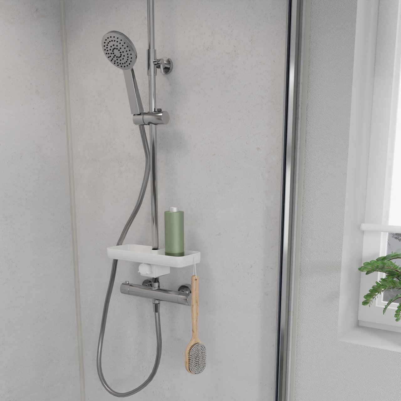 Linie Neptunus verstellbares Duschregal, weiß