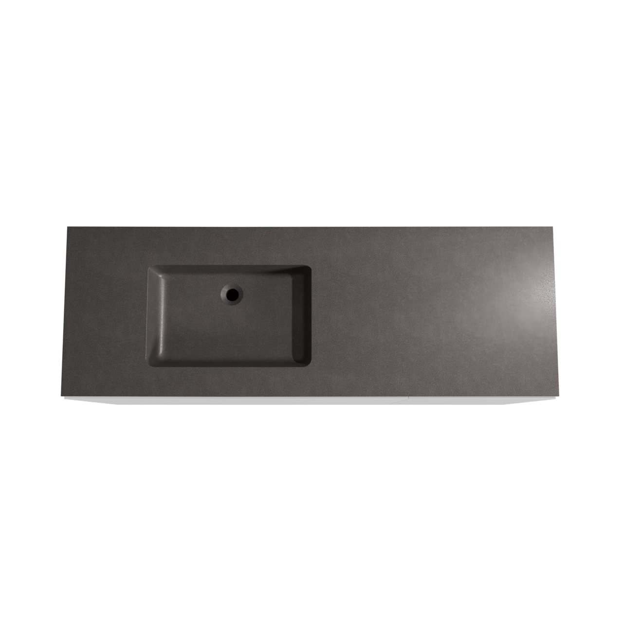 Storke Edge meuble salle de bains à poser 150 x 52 cm blanc mat avec Scuro plan vasque asymétrique à gauche en quartz noir mat