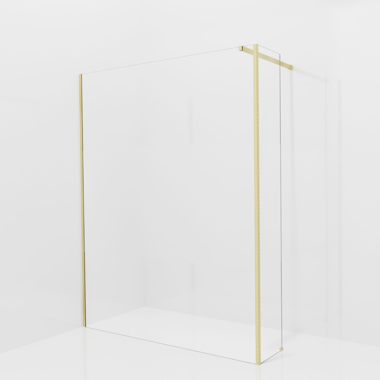 Balmani Modular Walk-In Dusche mit fester Seitenwand: 160 x 200 cm, Klarglas mit mattiertem Streifen, Profil Brushed Champagne Gold