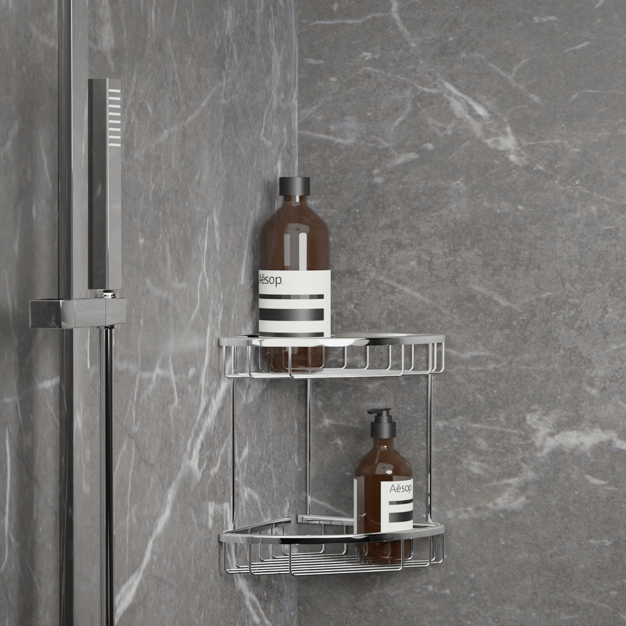 Blaufoss Jenna Doppelseifenhalter, Ecke, 21 cm, Chrom