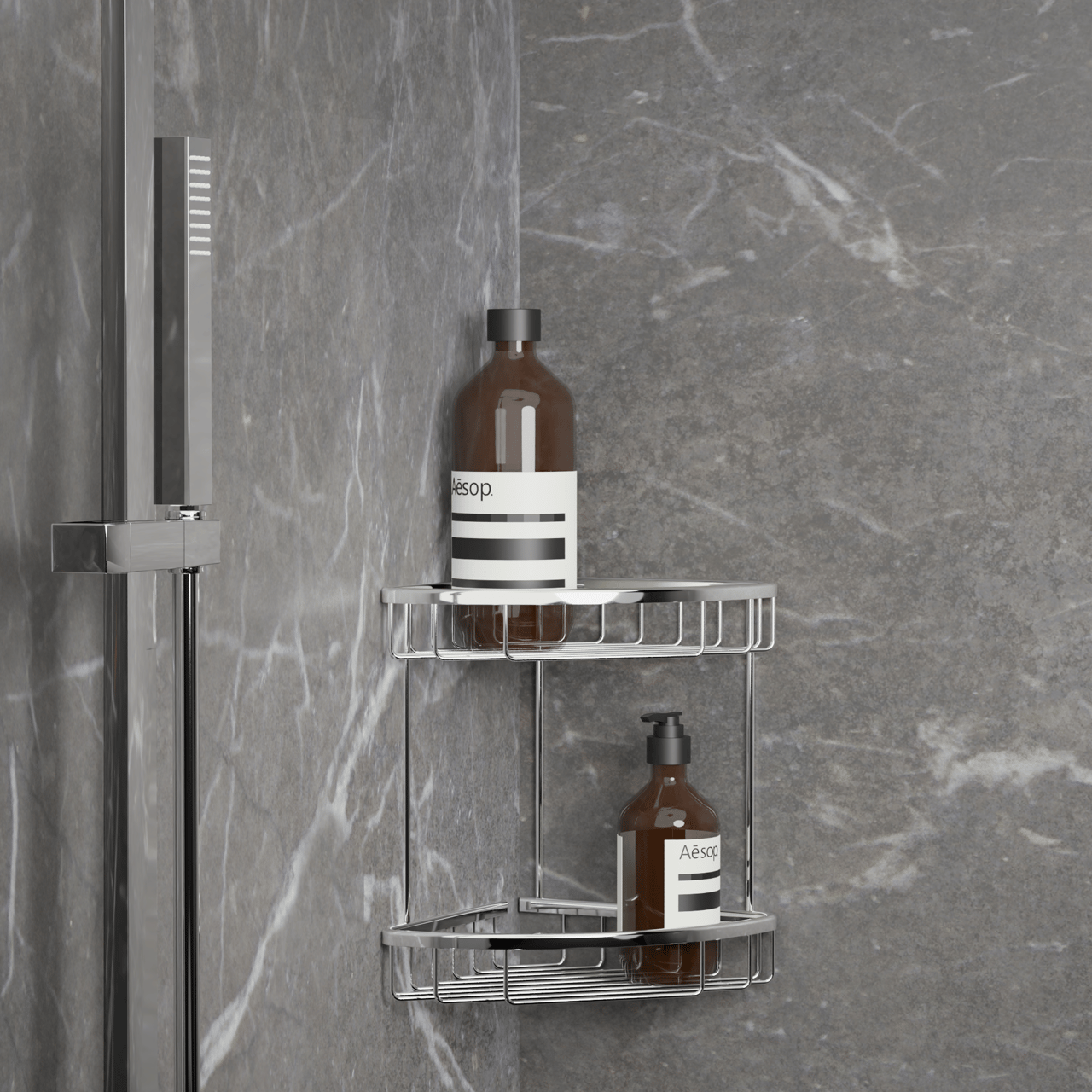 Blaufoss Jenna Doppelseifenhalter, Ecke, 21 cm, Chrom