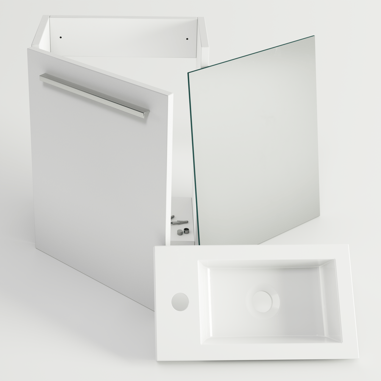 SanyOne Roxy meuble wc suspendu 40 x 22 cm blanc avec Roxy lavabo en marbre composite brillant