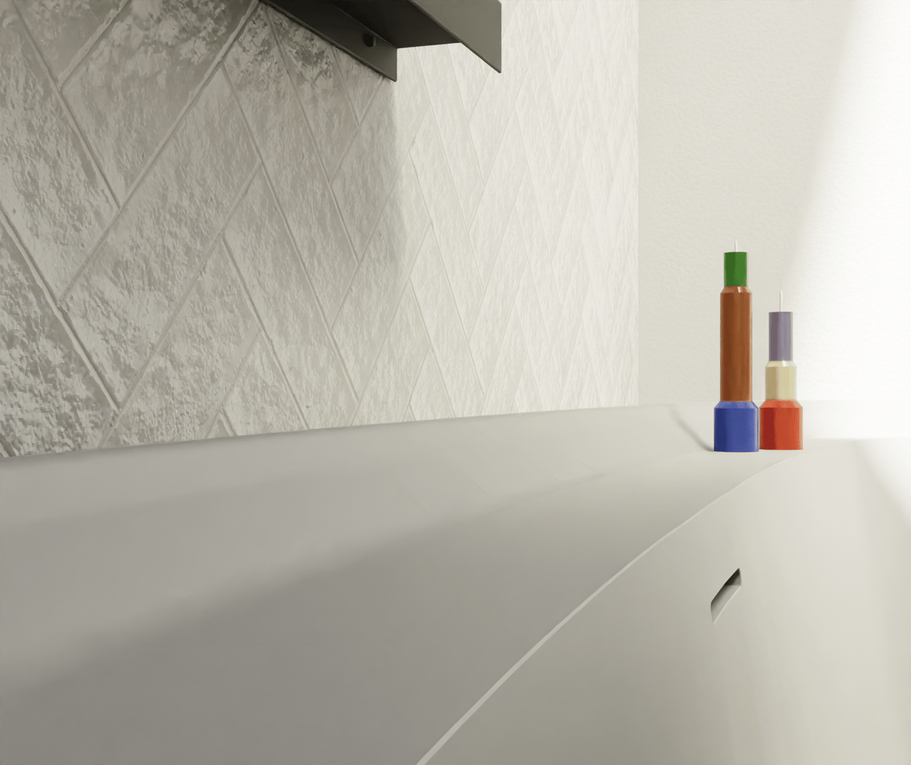 Luca Varess Sutilo ovale baignoire îlot 170 x 80 cm acrylique grise avec tablette intégrée