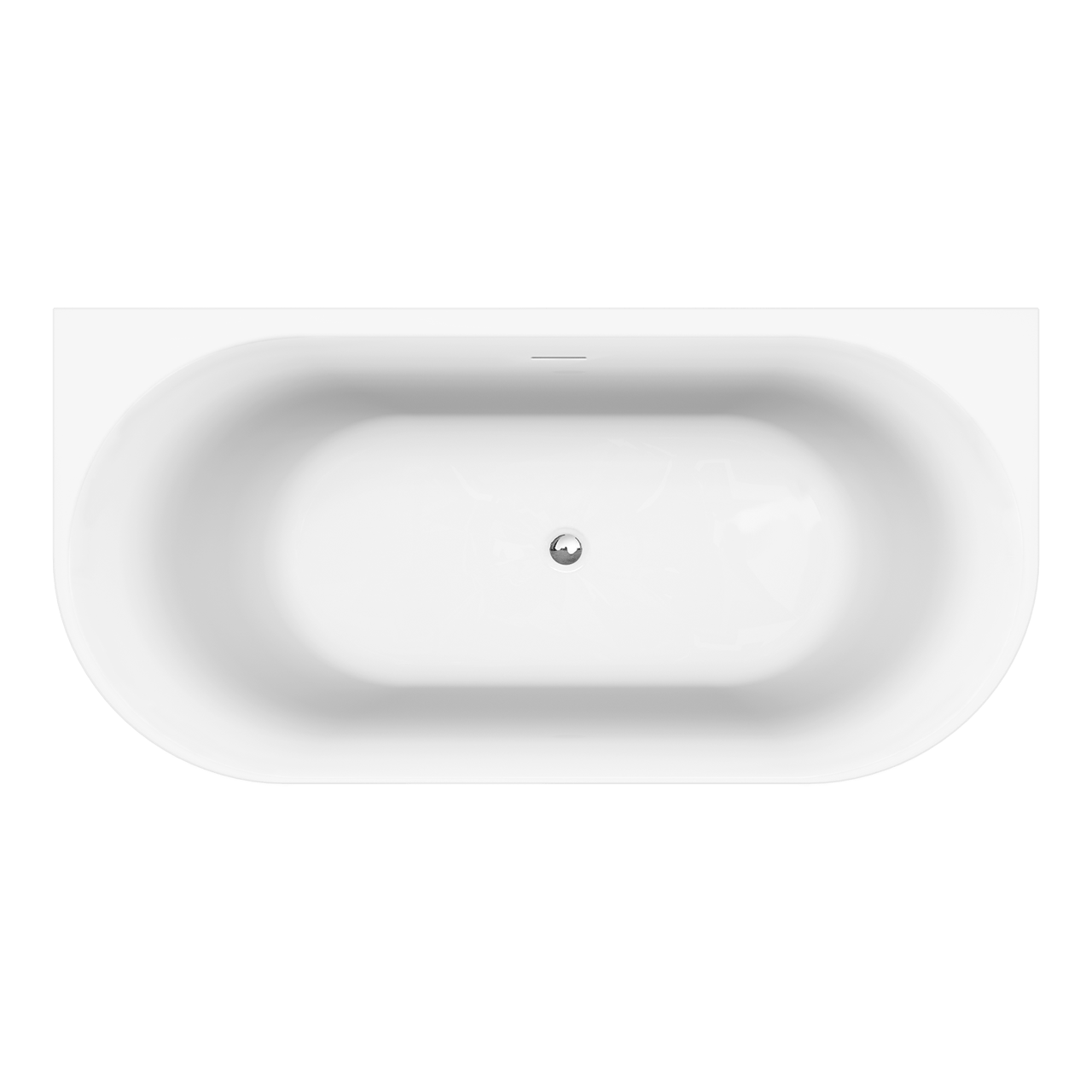 Luca Varess Otello halfvrijstaand bad 180 x 85 cm acryl mat wit, afvoerplug inbegrepen