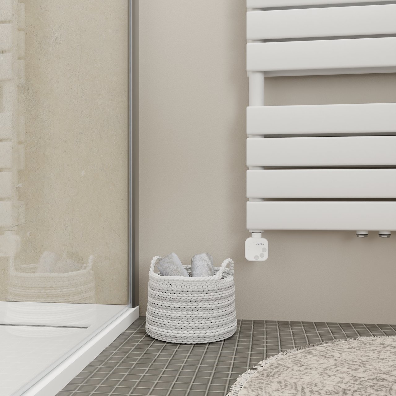 Vipera Vulcan dubbele handdoekradiator 50 x 183,5 cm elektrische verwarming hoogglans wit zij- en middenaansluiting 1200W, weerstand inbegrepen