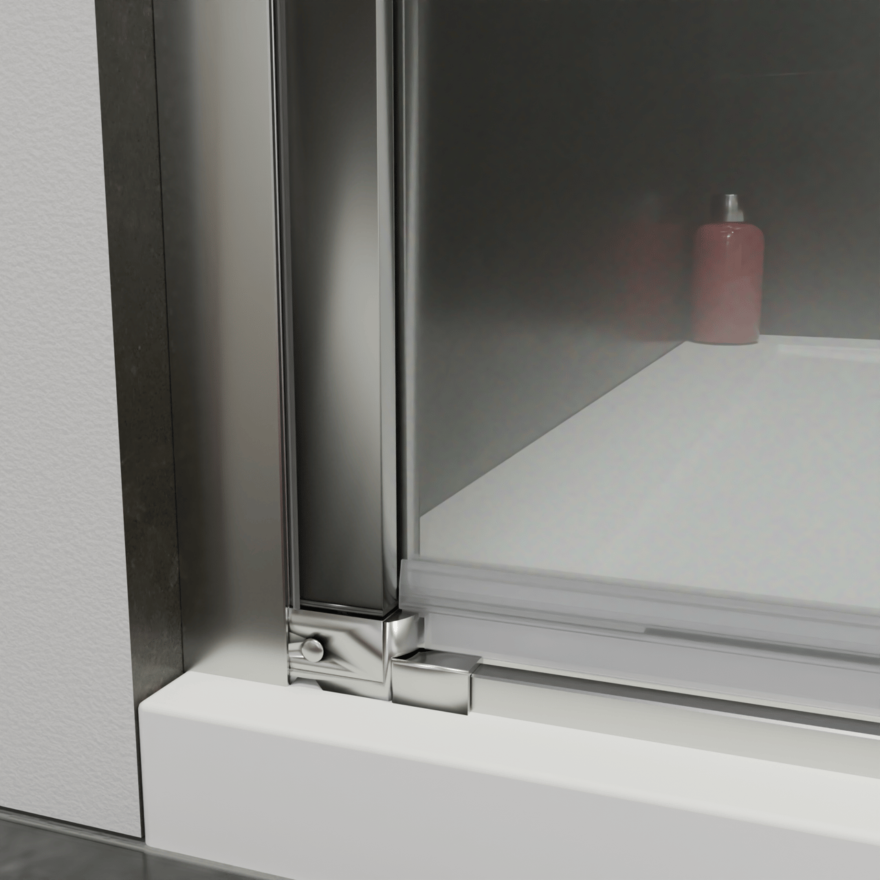 Luca Varess Kuresa porte battante 100 x 200 cm verre transparent profil chrome brillant