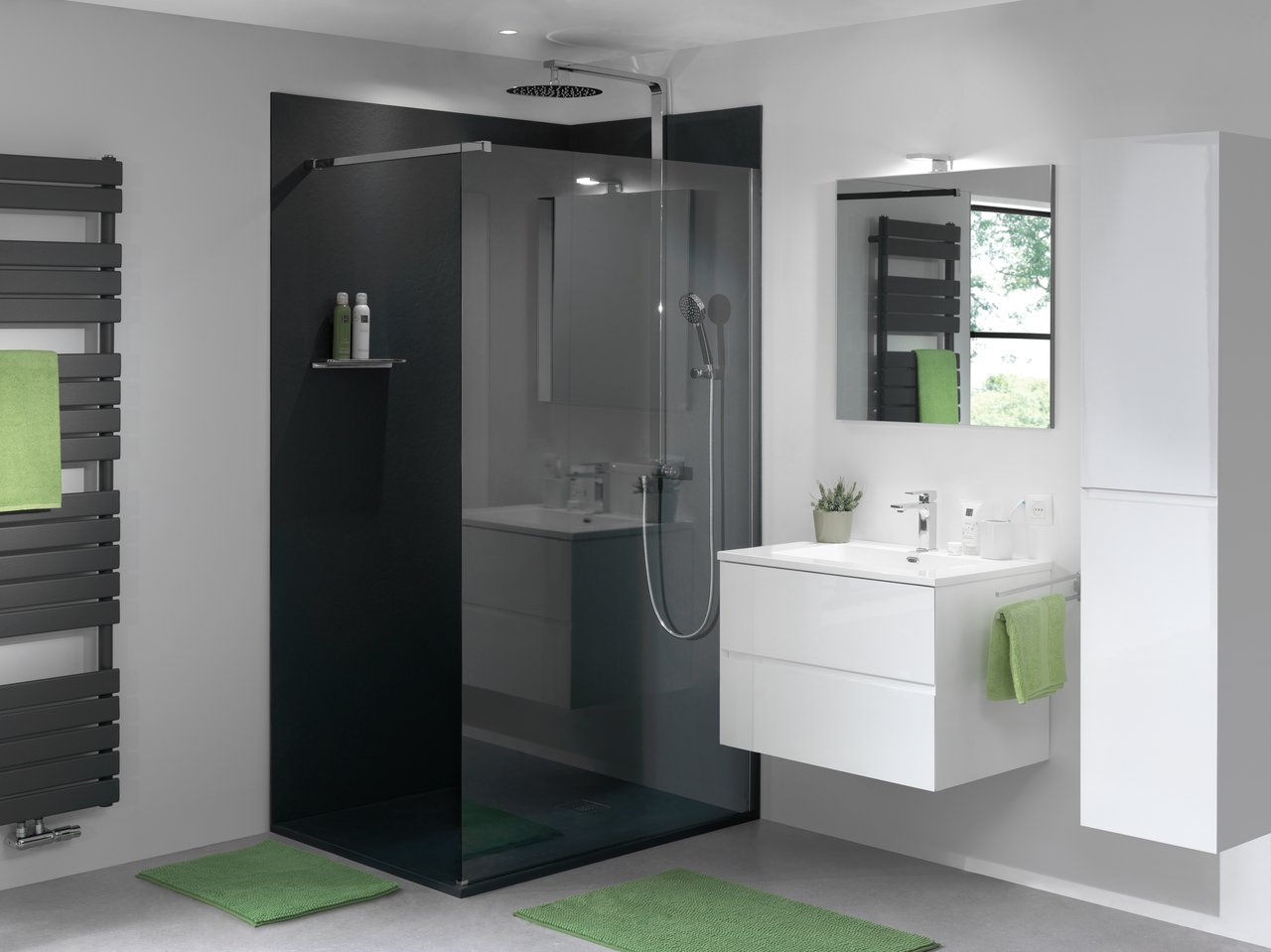 Balmani Zeno panneau mural de douche 90 x 220 cm marbre composite gris graphite texture ardoise