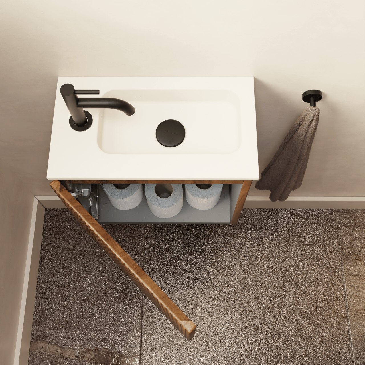 Storke Ribs Toilettenschrank hängend 40 x 22 cm nussbaum