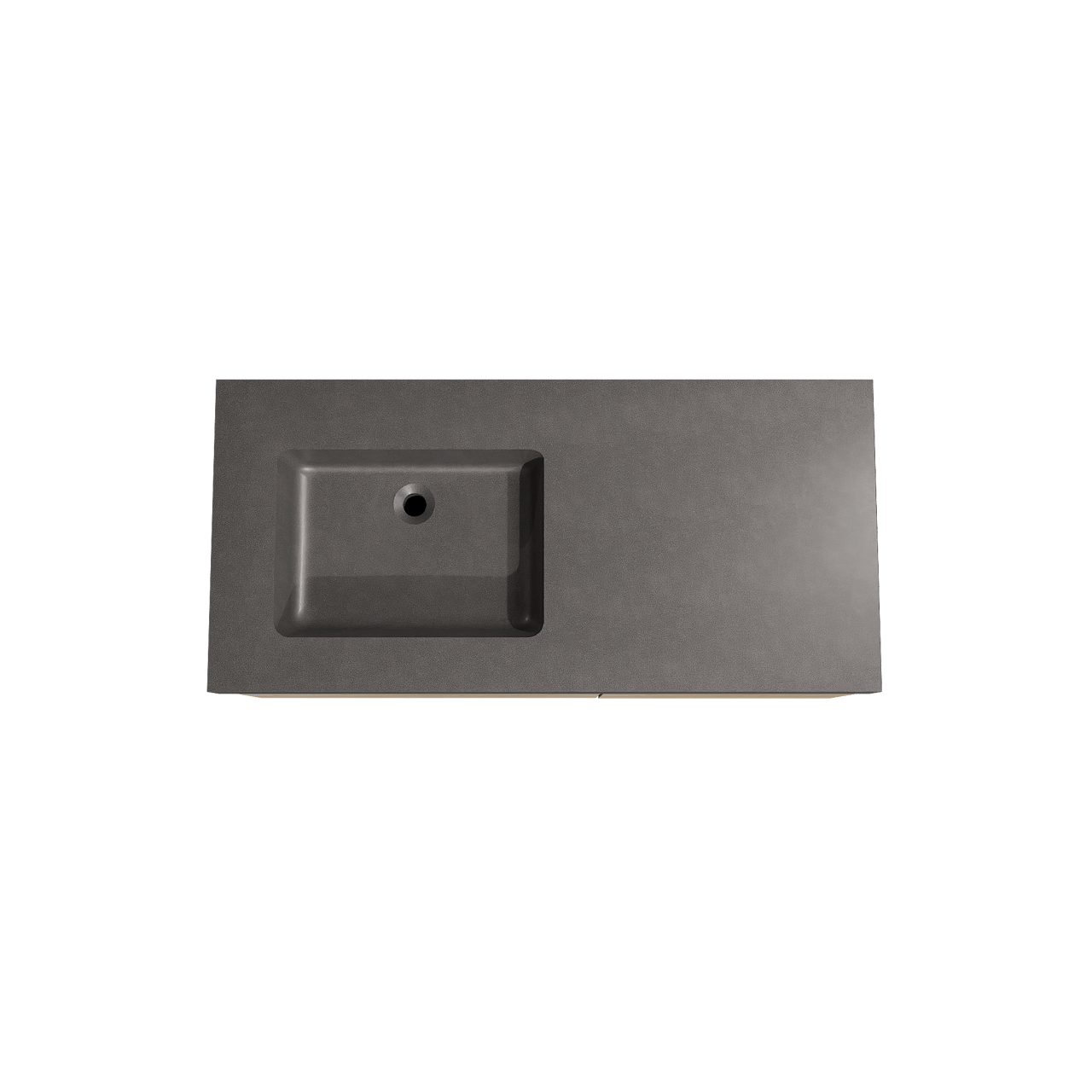 Storke Edge meuble salle de bains suspendu 110 x 52 cm chêne brut avec Scuro High plan vasque asymétrique à gauche en quartz noir mat