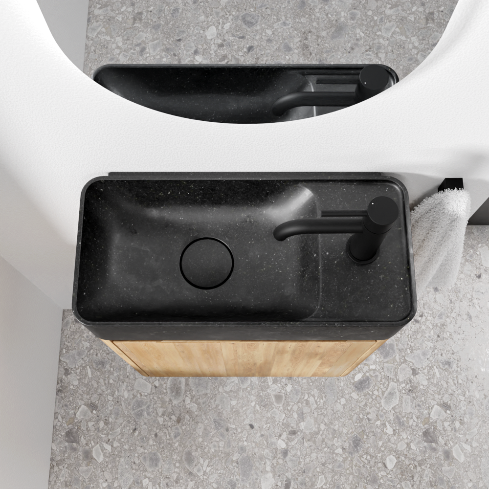 Balmani Fara meuble wc suspendu 45 x 22 cm chêne naturel avec Fara lavabo en granite aiguisé