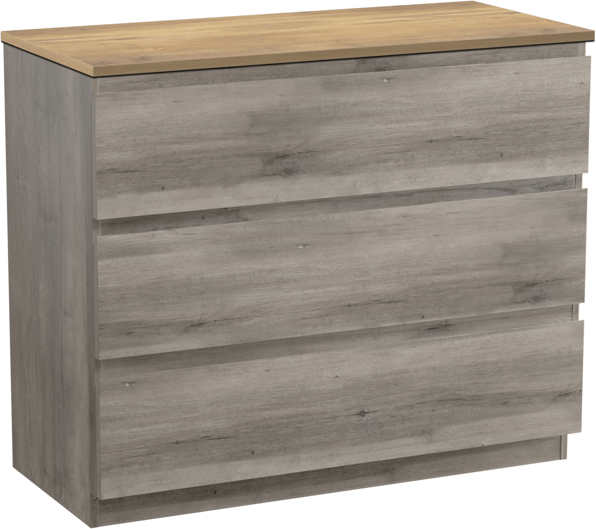 Linie Lado staand badmeubel 100 x 46 cm grijs eiken met Lado enkel of dubbel wastafelblad in melamine naturel eiken