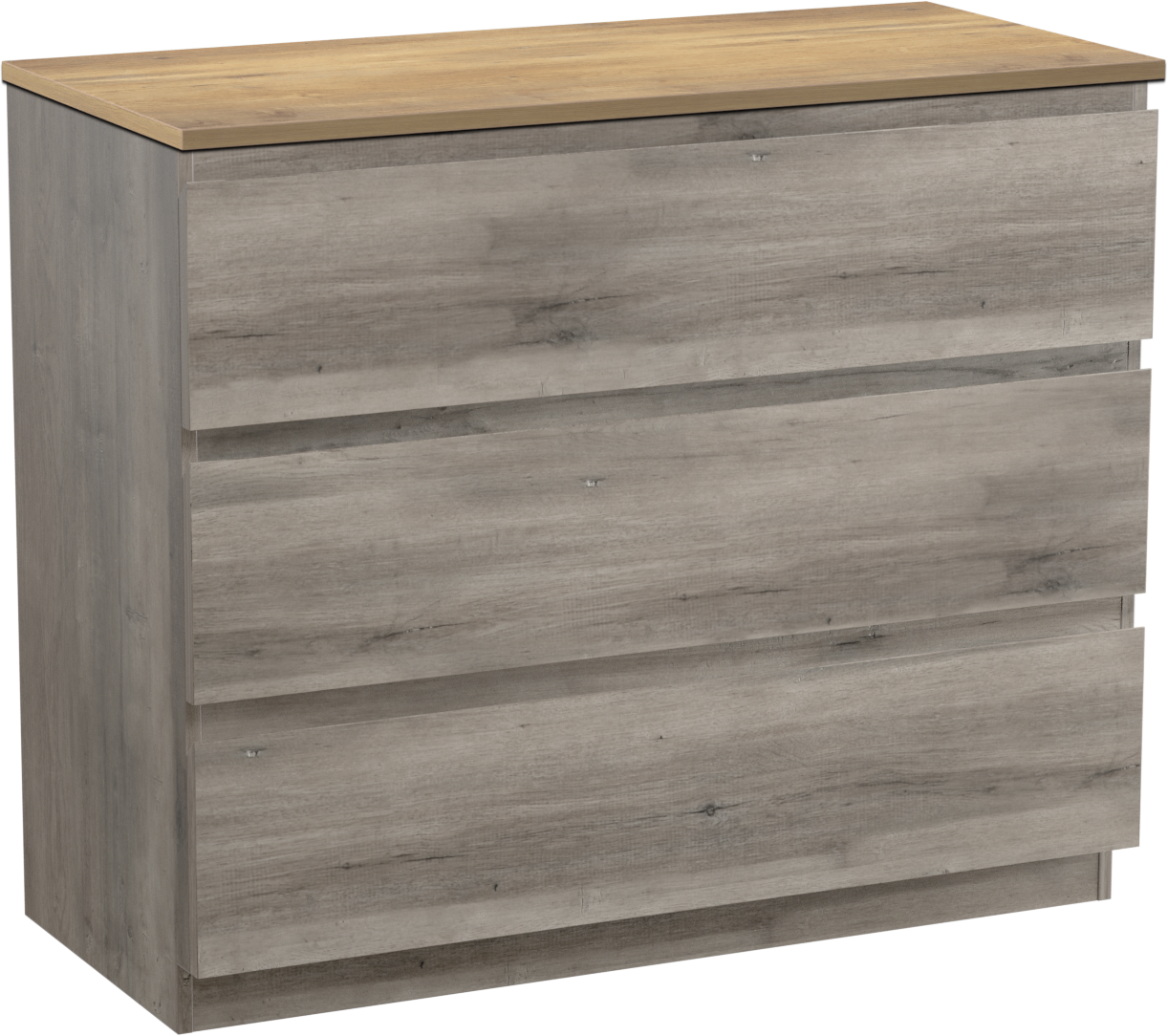 Linie Lado staand badmeubel 100 x 46 cm grijs eiken met Lado enkel of dubbel wastafelblad in melamine naturel eiken