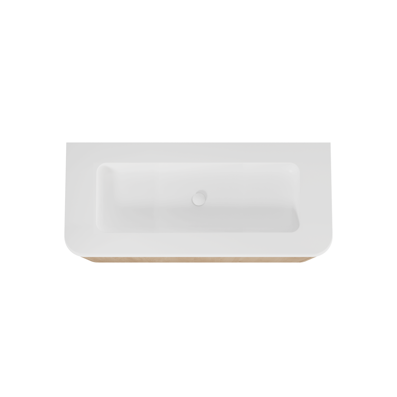 Balmani Moon meuble salle de bains suspendu 130 x 55 cm chêne naturel avec Moon tablette simple ou double en solid surface blanc mat