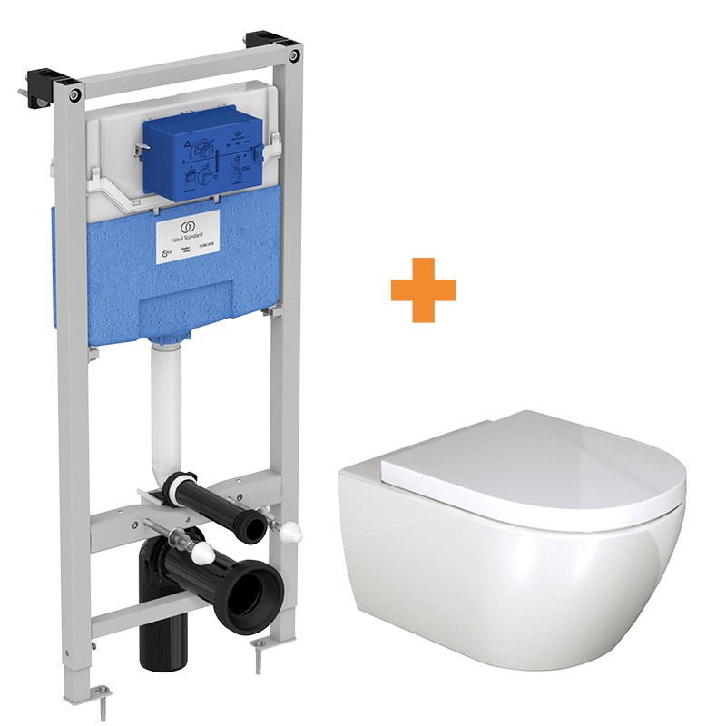 Villeroy & Boch Subway 2 hangend toilet hoogglans wit randloos met Ideal Standard ProSys inbouwreservoir
