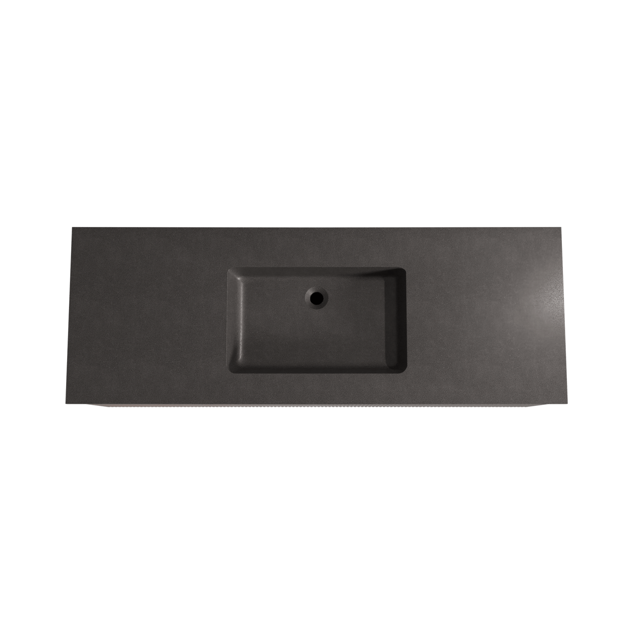 Storke Ribs zwevend badkamermeubel 145 x 52 cm notelaar met Scuro enkele wastafel in kwarts mat zwart, Verticale symmetrische rechte ribbel