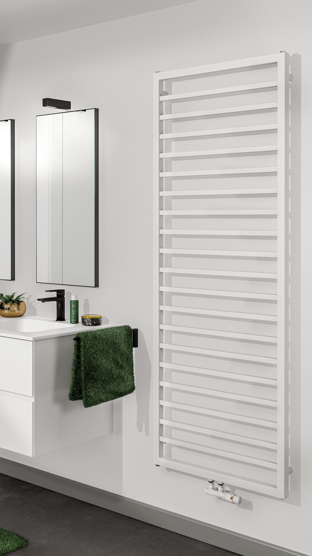 Vipera Listona sèche-serviettes simple 180 x 60 cm chauffage électrique et central possible blanc mat raccordements latéral et central possibles 1030W